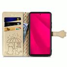 For Honor 400 Lite Cat and Dog Embossed Leather Phone Case(Gold) - 3
