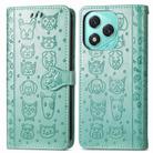 For Honor 400 Lite Cat and Dog Embossed Leather Phone Case(Green) - 2
