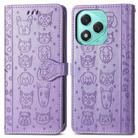 For Honor 400 Lite Cat and Dog Embossed Leather Phone Case(Purple) - 2