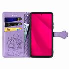For Honor 400 Lite Cat and Dog Embossed Leather Phone Case(Purple) - 3
