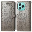 For Honor 400 Lite Cat and Dog Embossed Leather Phone Case(Gray) - 2