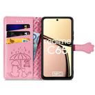 For Realme C65 Cat and Dog Embossed Leather Phone Case(Pink) - 3