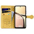 For Realme C65 Cat and Dog Embossed Leather Phone Case(Yellow) - 3