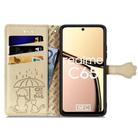 For Realme C65 Cat and Dog Embossed Leather Phone Case(Gold) - 3