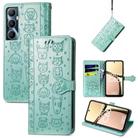 For Realme C65 Cat and Dog Embossed Leather Phone Case(Green) - 1