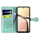 For Realme C65 Cat and Dog Embossed Leather Phone Case(Green) - 3