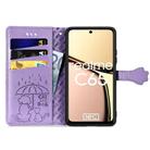 For Realme C65 Cat and Dog Embossed Leather Phone Case(Purple) - 3