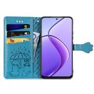 For Realme 12 Cat and Dog Embossed Leather Phone Case(Blue) - 3