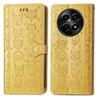 For Realme 12 Cat and Dog Embossed Leather Phone Case(Yellow) - 2