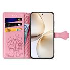 For Realme 14 Pro+ Cat and Dog Embossed Leather Phone Case(Pink) - 3