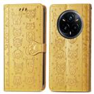 For Realme 14 Pro+ Cat and Dog Embossed Leather Phone Case(Yellow) - 2