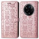 For Realme 14 Pro+ Cat and Dog Embossed Leather Phone Case(Rose Gold) - 2