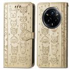 For Realme 14 Pro+ Cat and Dog Embossed Leather Phone Case(Gold) - 2