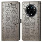 For Realme 14 Pro+ Cat and Dog Embossed Leather Phone Case(Gray) - 2