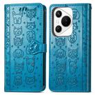 For Huawei Pura 70 Pro+ Cat and Dog Embossed Leather Phone Case(Blue) - 2