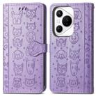 For Huawei Pura 70 Pro+ Cat and Dog Embossed Leather Phone Case(Purple) - 2