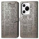 For Huawei Pura 70 Pro+ Cat and Dog Embossed Leather Phone Case(Gray) - 2