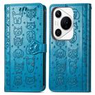 For Huawei Pura 70 Ultra Cat and Dog Embossed Leather Phone Case(Blue) - 2