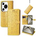 For Huawei Pura 70 Ultra Cat and Dog Embossed Leather Phone Case(Yellow) - 1