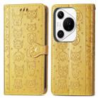 For Huawei Pura 70 Ultra Cat and Dog Embossed Leather Phone Case(Yellow) - 2