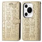 For Huawei Pura 70 Ultra Cat and Dog Embossed Leather Phone Case(Gold) - 2