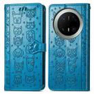 For Huawei Mate 70 Pro+ Cat and Dog Embossed Leather Phone Case(Blue) - 2