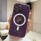 For iPhone 15 Pro Love MagSafe GlitterJelly TPU Phone Case(Dark Purple) - 1