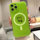 For iPhone 15 Pro Love MagSafe GlitterJelly TPU Phone Case(Fluorescent Green) - 1