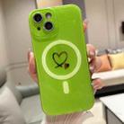 For iPhone 15 Plus Love MagSafe GlitterJelly TPU Phone Case(Fluorescent Green) - 1