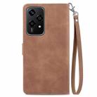 For Honor 200 Lite Global Embossed Flower Zipper Leather Phone Case(Brown) - 3