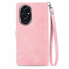 For Honor 200 Embossed Flower Zipper Leather Phone Case(Pink) - 3