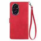 For Honor 200 Embossed Flower Zipper Leather Phone Case(Red) - 3