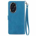 For Honor 200 Embossed Flower Zipper Leather Phone Case(Blue) - 3