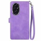 For Honor 200 Embossed Flower Zipper Leather Phone Case(Purple) - 3