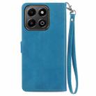 For Honor 200 Smart Embossed Flower Zipper Leather Phone Case(Blue) - 3