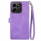 For Honor 200 Smart Embossed Flower Zipper Leather Phone Case(Purple) - 3