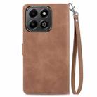 For Honor 200 Smart Embossed Flower Zipper Leather Phone Case(Brown) - 3