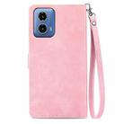 For Motorola Moto G Play 2024 Embossed Flower Zipper Leather Phone Case(Pink) - 3