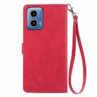 For Motorola Moto G Play 2024 Embossed Flower Zipper Leather Phone Case(Red) - 3