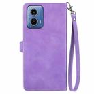 For Motorola Moto G Play 2024 Embossed Flower Zipper Leather Phone Case(Purple) - 3