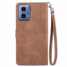 For Motorola Moto G Play 2024 Embossed Flower Zipper Leather Phone Case(Brown) - 3