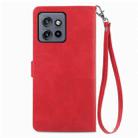 For Motorola Moto S50 Embossed Flower Zipper Leather Phone Case(Red) - 3