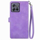 For Motorola Moto S50 Embossed Flower Zipper Leather Phone Case(Purple) - 3