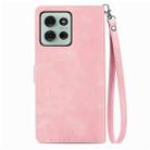 For Motorola Moto G75 5G Embossed Flower Zipper Leather Phone Case(Pink) - 3