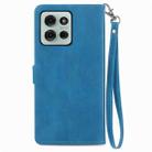 For Motorola Moto G75 5G Embossed Flower Zipper Leather Phone Case(Blue) - 3