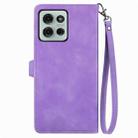 For Motorola Moto G75 5G Embossed Flower Zipper Leather Phone Case(Purple) - 3