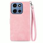 For Motorola Moto G 2025 Embossed Flower Zipper Leather Phone Case(Pink) - 3
