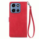 For Motorola Moto G 2025 Embossed Flower Zipper Leather Phone Case(Red) - 3