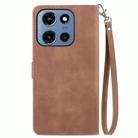 For Motorola Moto G 2025 Embossed Flower Zipper Leather Phone Case(Brown) - 3