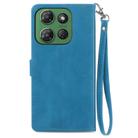 For Motorola Moto G Power 2025 Embossed Flower Zipper Leather Phone Case(Blue) - 3